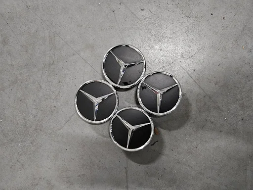 ORIGINELE Mercedes Benz naafkap naafdop set matzwart chroom logo