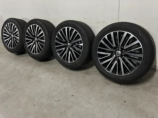 5-6mm! Originele VW Transporter Multivan T5 GP T6 T6.1 T7 Bulli Palmerston 18 inch zwarte velgen 5x120 AllSeasonBanden 255/45R18 Vredestein