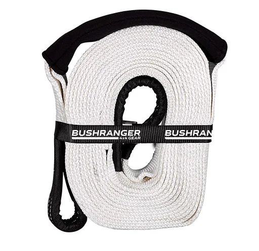 Bushranger Kinetisch Touw  Snatch Strap -9000mm Breeksterkte 8000kgs (wit) Recovery Touw Lint Gereedschap