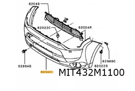 Mitsubishi Outlander voorbumper (te spuiten) (bij koplampsproeiers) Origineel! 6400G347