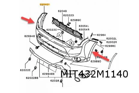Mitsubishi Outlander (9/12-7/15) voorbumper (bij spatbordverbreders) (te spuiten) Origineel! 6400G280