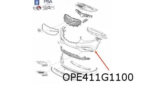 Opel Mokka X (9/16-9/19) voorbumper (bij PDC) (bij ml) (te spuiten) Origineel! 42548609