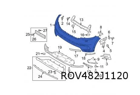 Range Rover Velar (6/17-) voorbumper (parkeerhulp 360*) (bumpergrille Satin Black) (te spuiten) Origineel! LR137941