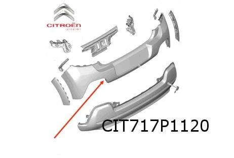 Citroën C3 (9/16-7/20) achterbumper (te spuiten) (bij wielkuiplijsten) Origineel! 1618082980