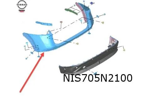 Nissan Ariya (7/22-) achterbumper (te spuiten) Origineel! 850225MP0H