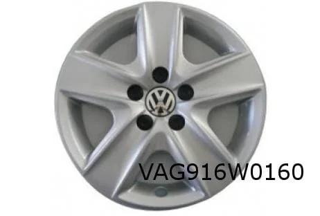 Volkswagen Golf VI (11/08-11/12) wieldeksel 16" vijfspaaks zilver (BSM high chrome / black) Origineel! 5K0601147GBSM