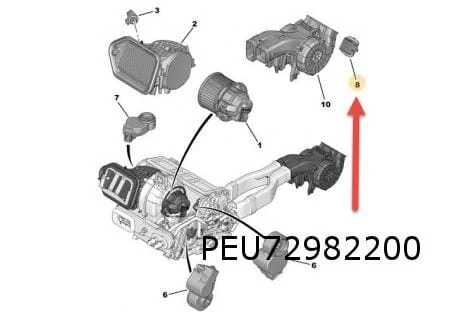 Peugeot 508 (2/11-9/18) kachelmodule achter (bij automatische airco 4-zones) OES! 1606222380