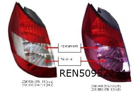 Renault Scenic / Grand Scenic (1/05-8/06) achterlicht Rechts (rood/helder/rood) OES! 8200493375