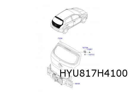 Hyundai	i20 achterklep (zonder wisser) (1/09-6/12) Origineel! 737001J000