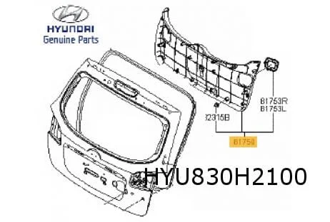 Hyundai Santa Fe achterklepbekleding binnenzijde (3/10-9/12) (CM) Origineel! 817502B001HZ