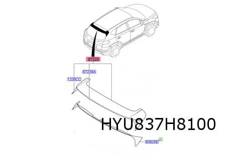 Hyundai Tucson achterklepspoiler (bovendeel) (9/15-11/18) (TL) Origineel! 87211D7200
