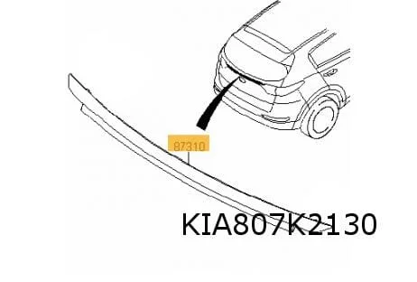 Kia Sportage achterkleplijst tussen achterlichten (bij LED / type Sporty) (1/16-9/2) Origineel! 87310F1200