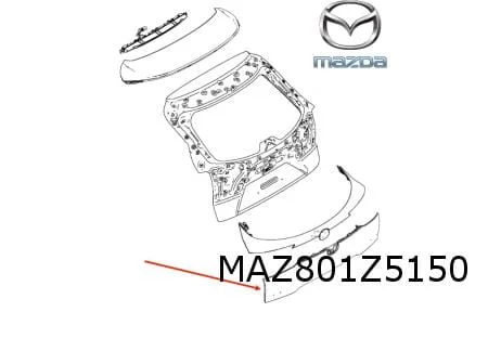 Mazda CX-30 achterkleplijst onder (bij camera) (42S) Titanium Flash (8/19-) Origineel! DFR750850A53