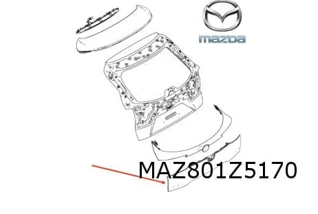 Mazda CX-30 achterkleplijst onder (bij camera) (45P) Sonic Silver (8/19-) Origineel! DFR750850AE4