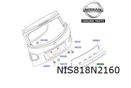 Nissan Qashqai achterklepgreep (bij KeyCard entry / camera) (versie Tekna) (J10) (-1/14 ) Origineel! 90812JD30H