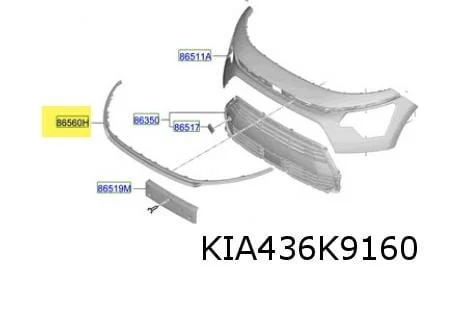 Kia Niro (5/22-) (EV / HEV / PHEV) sierlijst boven voorbumpergrille (HEV) Origineel! 865B5AT100
