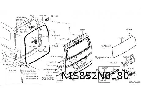 Nissan NV200 achterklep (bij ruit / bij camera) (M20) (11/09-9/19) Origineel! K0100BJ0FB