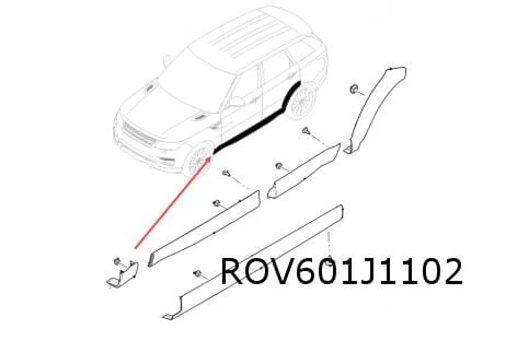 Range Rover Sport (5/05-10/17) stootlijst voorscherm Rechts onder (zwart) Origineel! LR064264