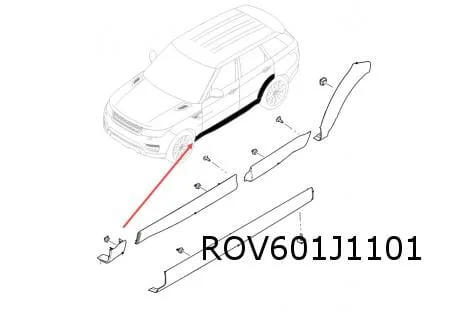 Range Rover Sport (5/05-10/17) stootlijst voorscherm Links onder (zwart) Origineel! LR064266