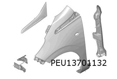 Peugeot 108 / Citroën C1 (5/14-) voorschermsteun Rechts achterste Origineel! 1612353380