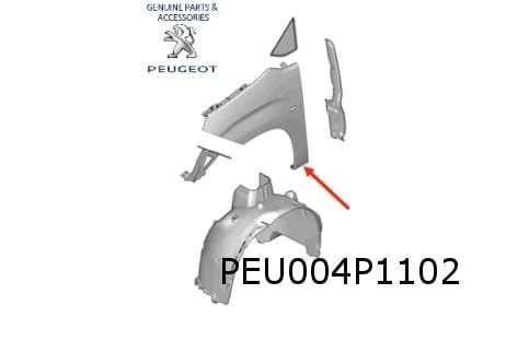 Peugeot Partner (11/18-) voorscherm Rechts (zonder gaten voor sierlijst) Origineel! 9816482380