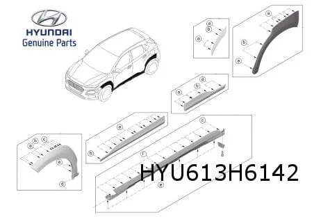 Hyundai Kona wielkuiplijst voorscherm Rechts (CA Black) Origineel! 87712J9000CA