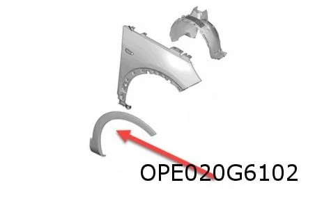 Opel Grandland (11/17-8/21) wielkuiplijst Rechts voorscherm Origineel! YP000307XT