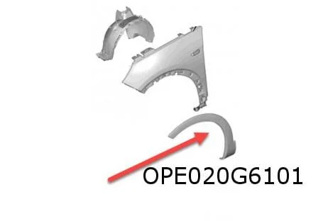 Opel Grandland (11/17-8/21) wielkuiplijst Links voorscherm Origineel! YP000308XT
