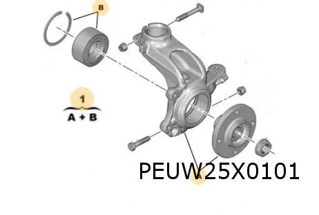 Peugeot/DS/Citroën Fuseestuk Rechts met wielnaaf 72 mm Origineel! 1607557580