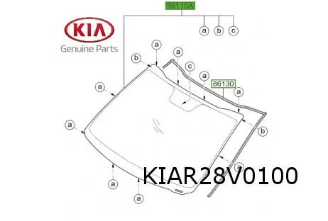 Kia Picanto (6/17-9/20) Voorruitlijst (3-zijdig) Origineel! 86130G6000