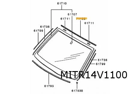 Mitshubishi Lancer Sedan/Wagon (9/03-3/08) Voorruitlijst Boven Origineel MR520285