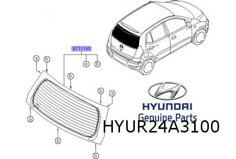 Hyundai i10 (10/07-12/13) achterruit (groen met verwarming) Origineel! 871100X500