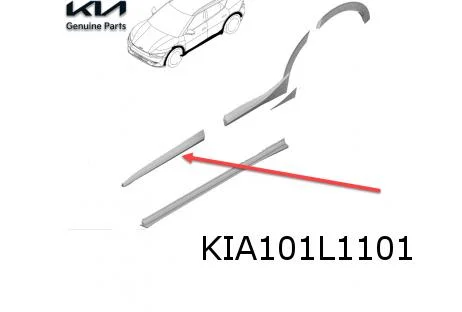 Kia EV6 (9/21-) stootlijst voorportier Links (glanszwart / 2x chromelijst) Origineel! 87721CV100