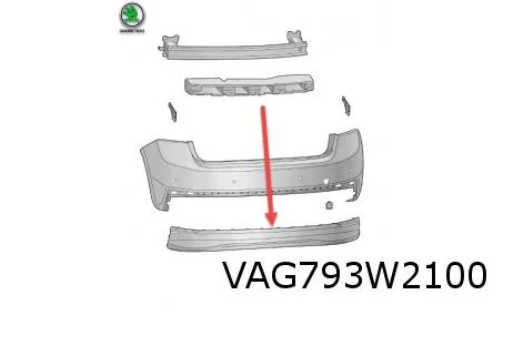 Skoda Fabia (8/21-) (6V) inzet achterbumper (9B9 satijnzwart) origineel! 6VE8075219B9