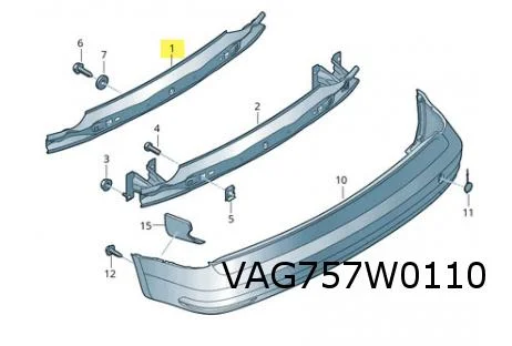 Volkswagen Caddy (7/15-12/20) Achterbumperversterking (bij trekhaak af fabriek) Origineel! 2K5807305A