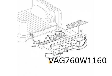 Volkswagen Amarok (9/10-) Achterbumper (bij PDC) (2ZZ chromeglans) Origineel! 2H7807417AK2ZZ