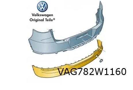 Volkswagen Tiguan (1/08-4/16) Achterbumper onder (bij trekhaak af fabriek) (bij PDC) (9B9 satijnzwart) Origineel! 5N0807521C9B9