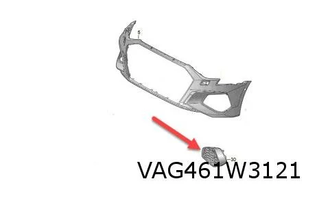 Audi A3 (4/20-) (8Y_) voorbumpergrille onder Links (grijs) Origineel! 8Y0807671B1RR