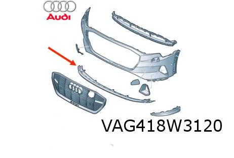Audi E-tron (12/18-1/23) voorbumper onderspoiler midden (TB2 selenite silver) Origineel! 4KE807733TB2