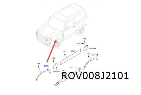 Land Rover New Defender (12/19-) Wielkuiplijst Links voor (te spuiten) Origineel! LR161059