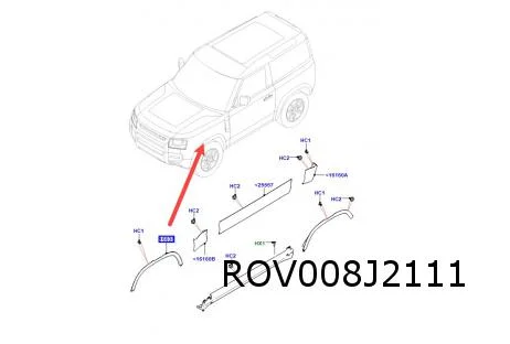 Land Rover New Defender (12/19-) Wielkuiplijst Links voor (Narvik Black) Origineel! LR130587