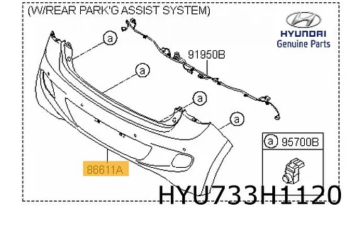 Hyundai i10 (1/14-1/17) achterbumper (bij PDC) (te spuiten) Origineel! 86650B9000