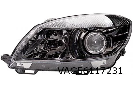 Skoda Fabia II/Roomster (3/10-) Koplamp Links (halogeen H7) (zwart) (zonder bochtverlichting) OES! 5J1941017F
