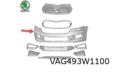 Skoda Fabia (8/21-) Voorbumper (bij PDC) (te spuiten) Origineel! 6VA807217G