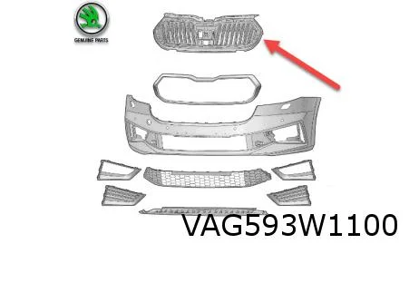 Skoda Fabia (8/21-) Grille (ZD4 satijnzwart) Origineel! 6VA853653ZD4