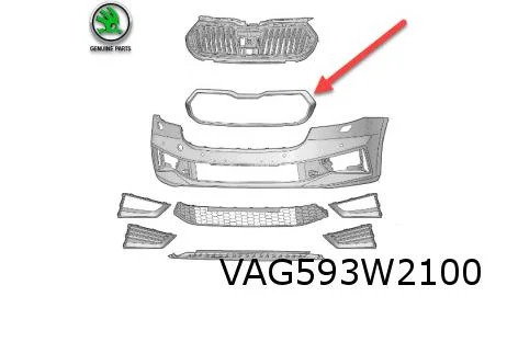 Skoda Fabia (8/21-) Grille omlijsting (2ZZ chroomglans) Origineel! 6VA8537612ZZ