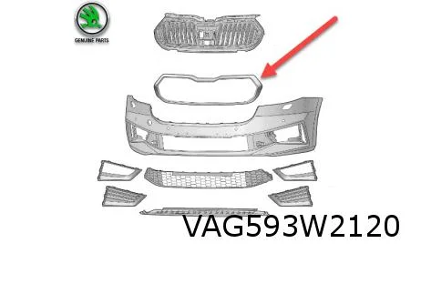 Skoda Fabia (8/21-) Grille omlijsting (F7C grijsbeige) Origineel! 6VA853761AF7C