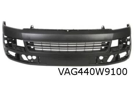 Volkswagen T5 II (10/09-7/15) 6/13- voorbumper (+/- PDC) (9B9 satijnzwart) Origineel! 7E0807217B9B9