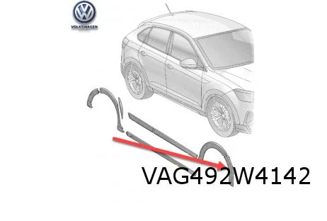 Volkswagen Taigo (2/22-) wielkuiplijst Rechts op voorbumper (7X5 PDC) (9B9 satijnzwart) (PR:2JP R-line) Origineel! 2G7853728B9B9