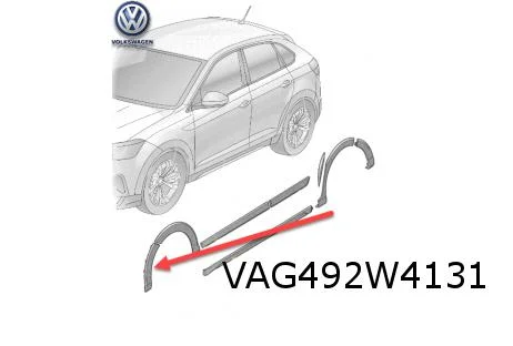 Volkswagen Taigo (2/22-) wielkuiplijst Links op voorbumper (7X2 PDC) (9B9 satijnzwart) (PR:2JP R-line) Origineel! 2G7807257B9B9